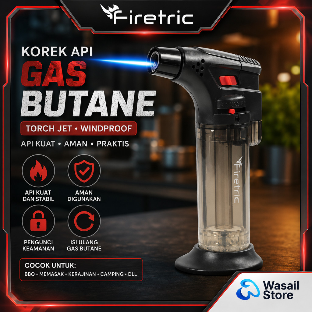 Firetric Korek Api Unik Keren Anti Angin Gas Butane Torch Jet Windproof Isi Ulang - HQ0935