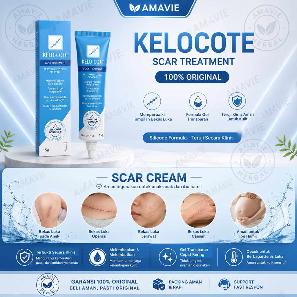 ( ORIGINAL ) Kelo Cote Gel KeloCote Asli Original USA Gel Penghilang Bekas Luka Operasi Keloid