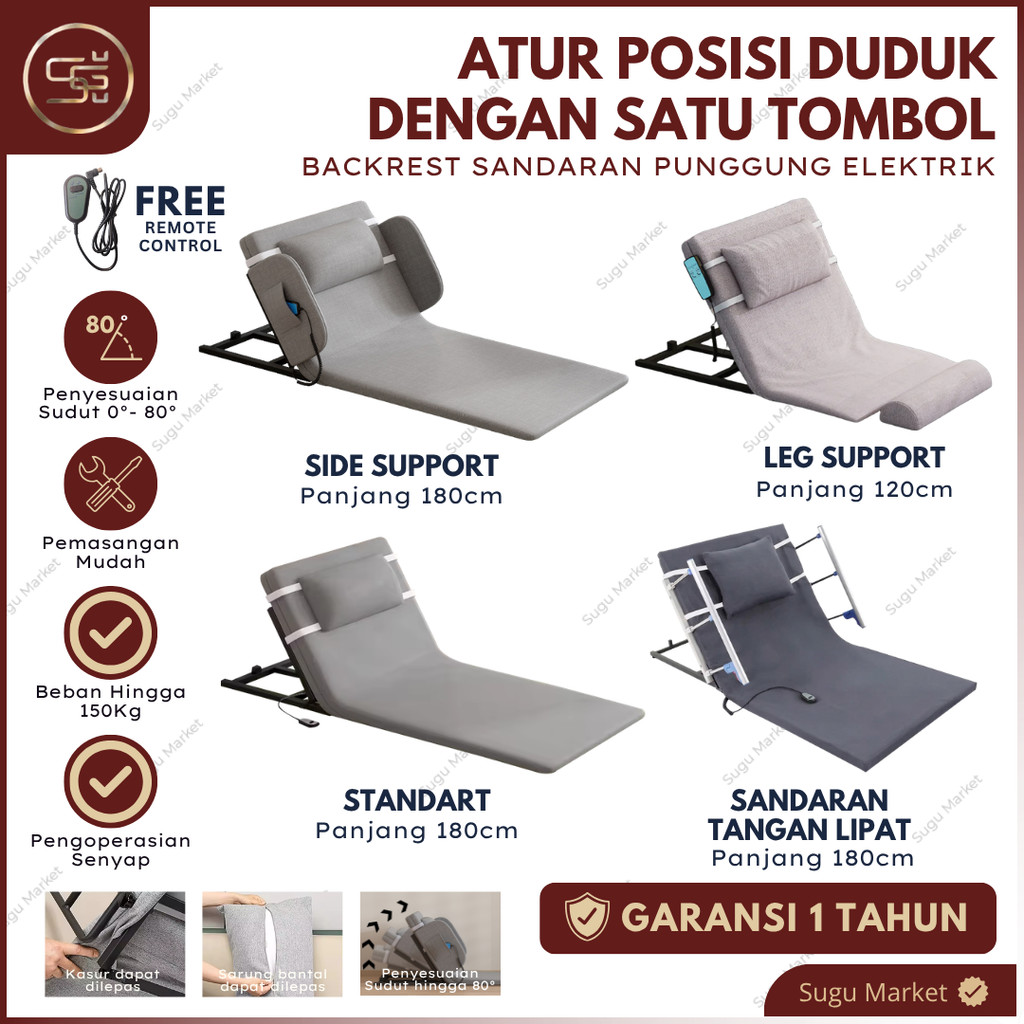 Backrest Elektrik Ranjang Kasur Perawatan Sandaran Punggung Lansia Wanita Hamil Ranjang Rumah Sakit 