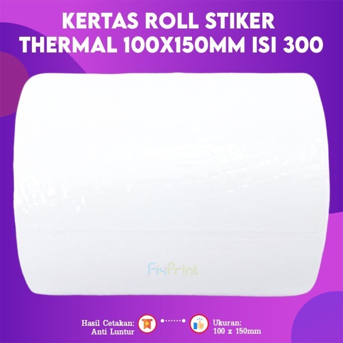 FixPrint Kertas Roll FixPrint Stiker Label Resi Barcode Printer Thermal 78x100mm (300) Kertas Sticke