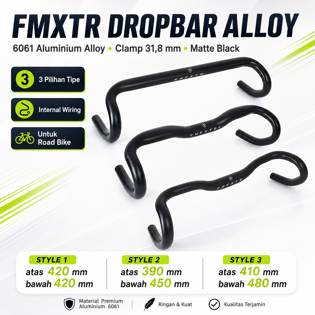 FMFXTR Dropbar Handlebar Stang Drop Sepeda Gravel Bar Flare Balap Roadbike Road Bike 31.8 Alloy