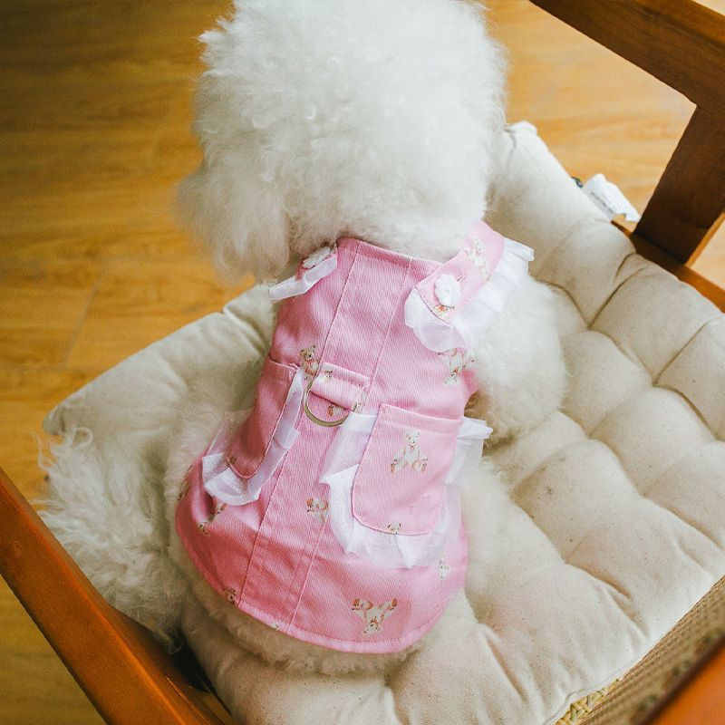 [Pet Lucu] Rok tali tipis rompi traksi anjing kecil kucing pakaian anjing lebih lucu daripada