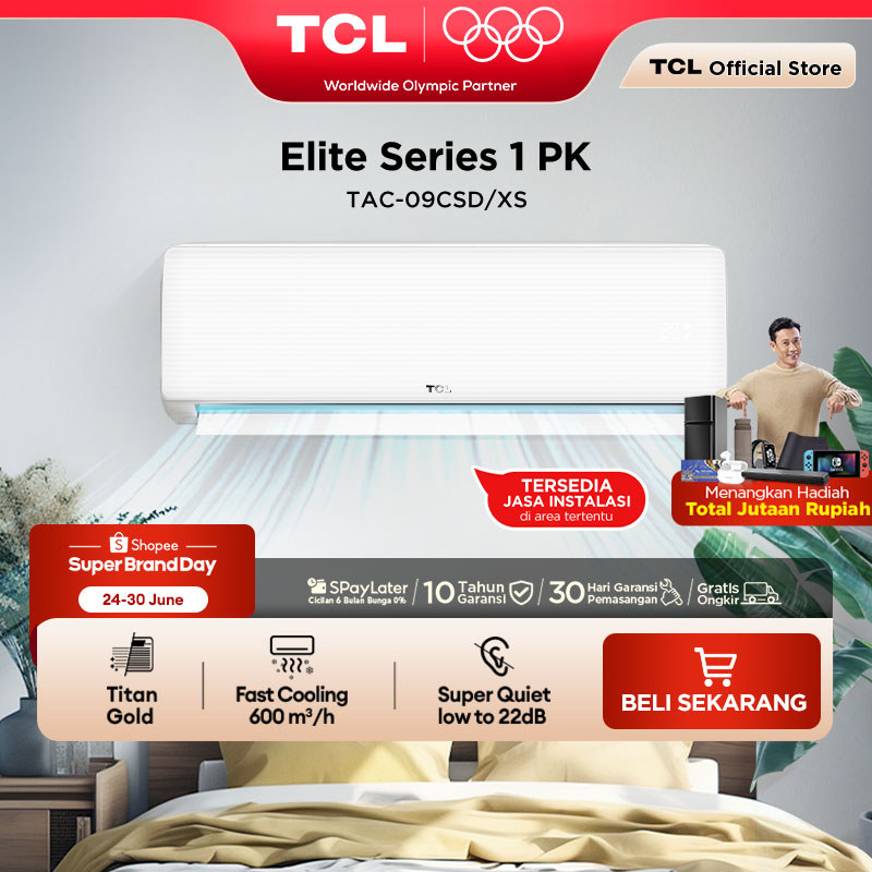 TCL AC TAC 09 CSD/XSS 1 PK AC [INDOOR + OUTDOOR ONLY] - Free Pemasangan Jabodetabek - Titan Gold - L