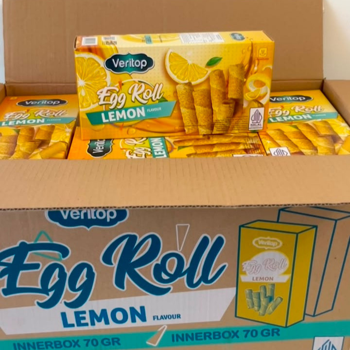 PER DUS 24BOX VERITOP EGGROLL LEMON / JAJAN HAJATAN /VERITOP INNERBOX 70GR jajan hajatan