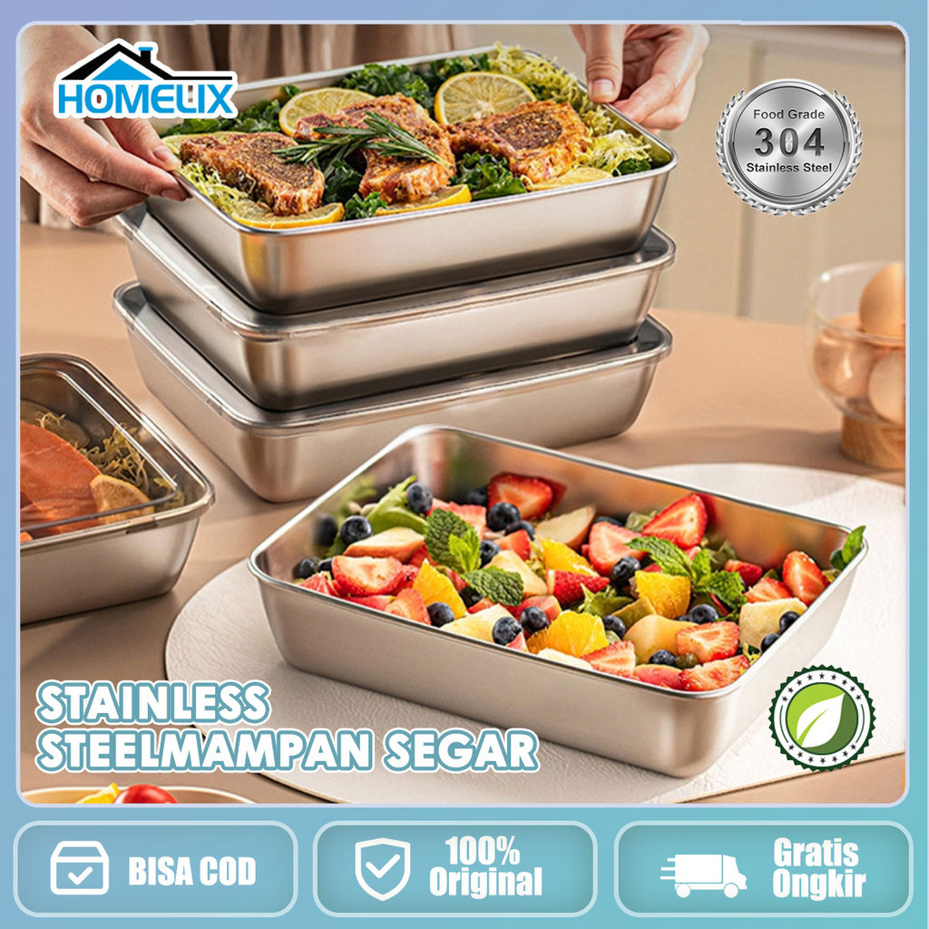 COD Food Box Stainless 304 Tempat Wadah Makanan Kontainer Makanan Sayuran Tempat Sayur Stainless Kot