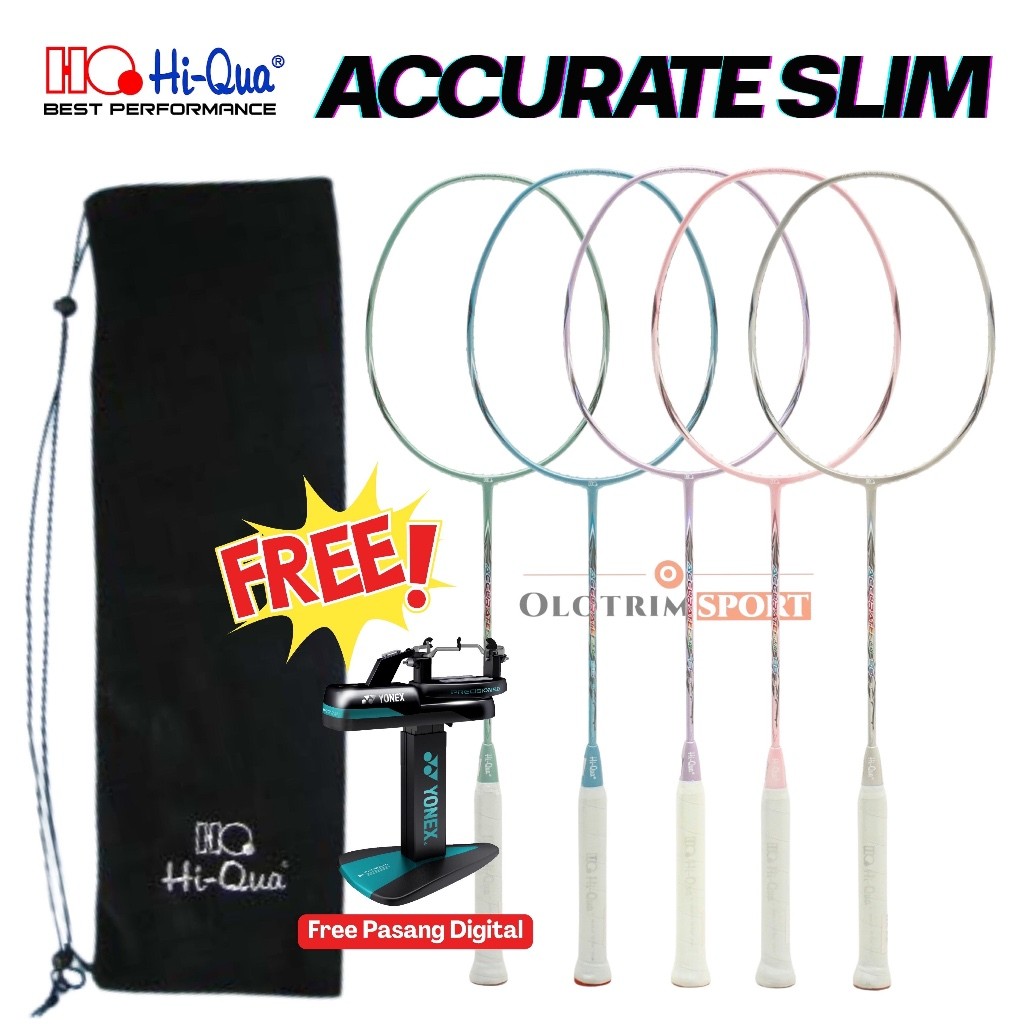 Raket Badminton HIQUA ACCURATE SLIM 55 66 77 88 99 Raket Bulu Tangkis 100% ORIGINAL HIQUA