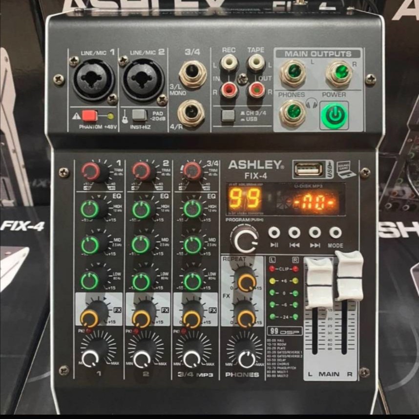 Mixer ashley fix4 mikser ashley fix 4 4channel bluetooth usb efek 99dsp