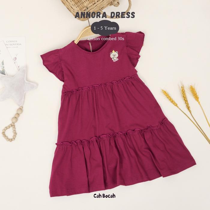 Cah Bocah Annora Dress Anak Perempuan - Magenta Bear, S