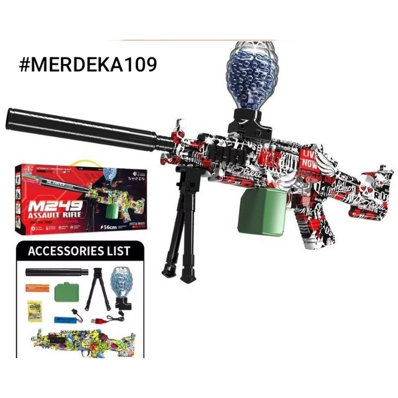 m249 assault riffle mainan tembakan elektrik pistol jelly water gel mainan pistol water bombb gel Te