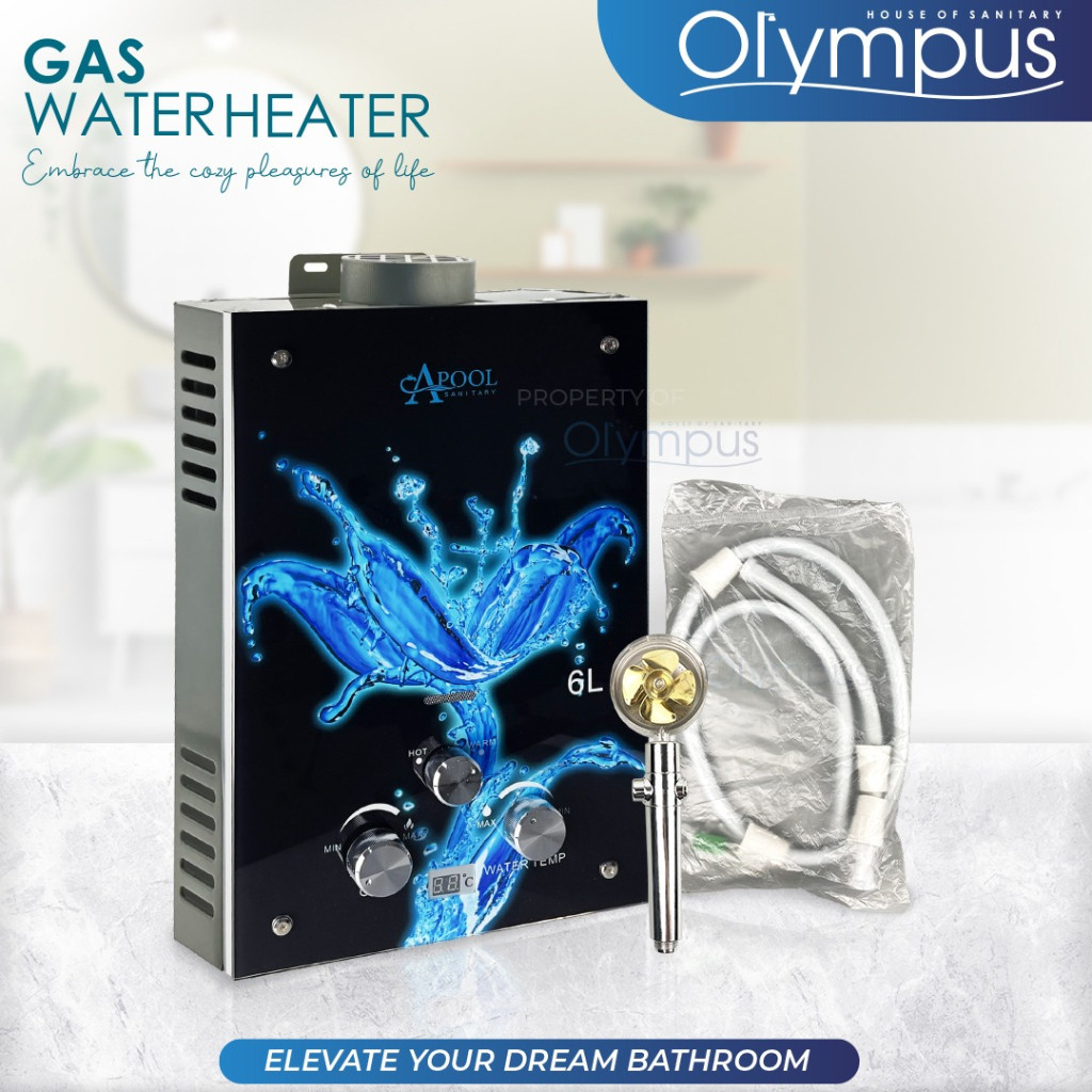 APOLLO Pemanas Air Water Heater Gas 6Liter Otomatis Led Indikator