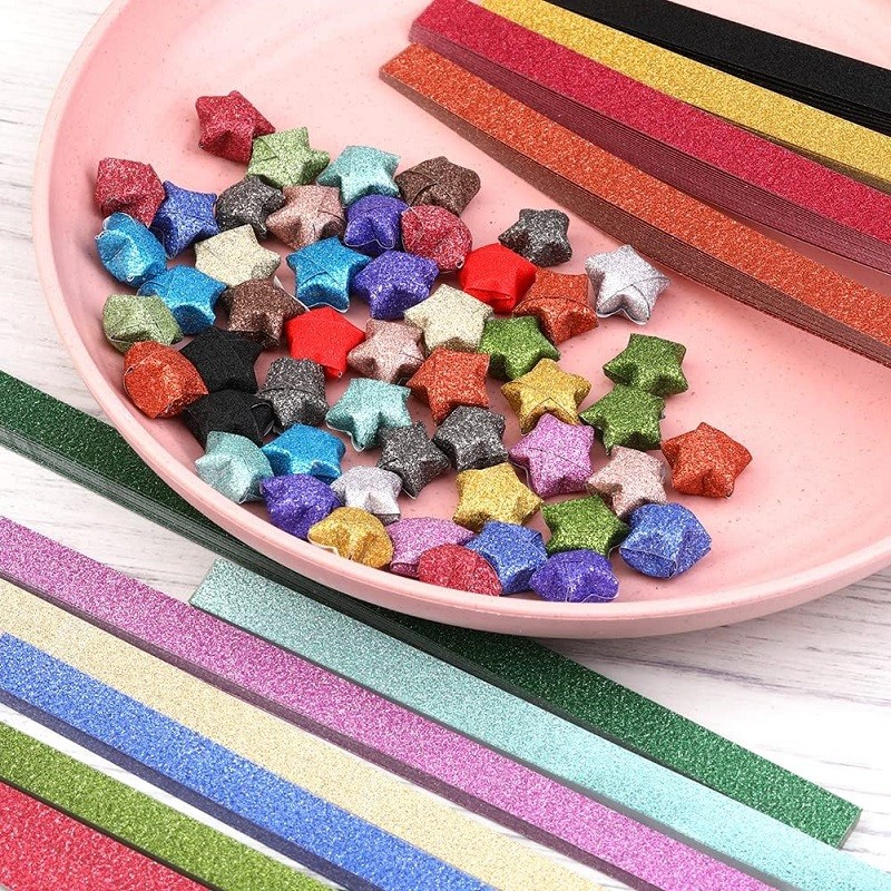 

Fenrry 460/920 Sheets Star Paper Strips Glitter Origami Stars Papers Shiny Lucky Stars Folng for Arts and Crafts Enthusiasts