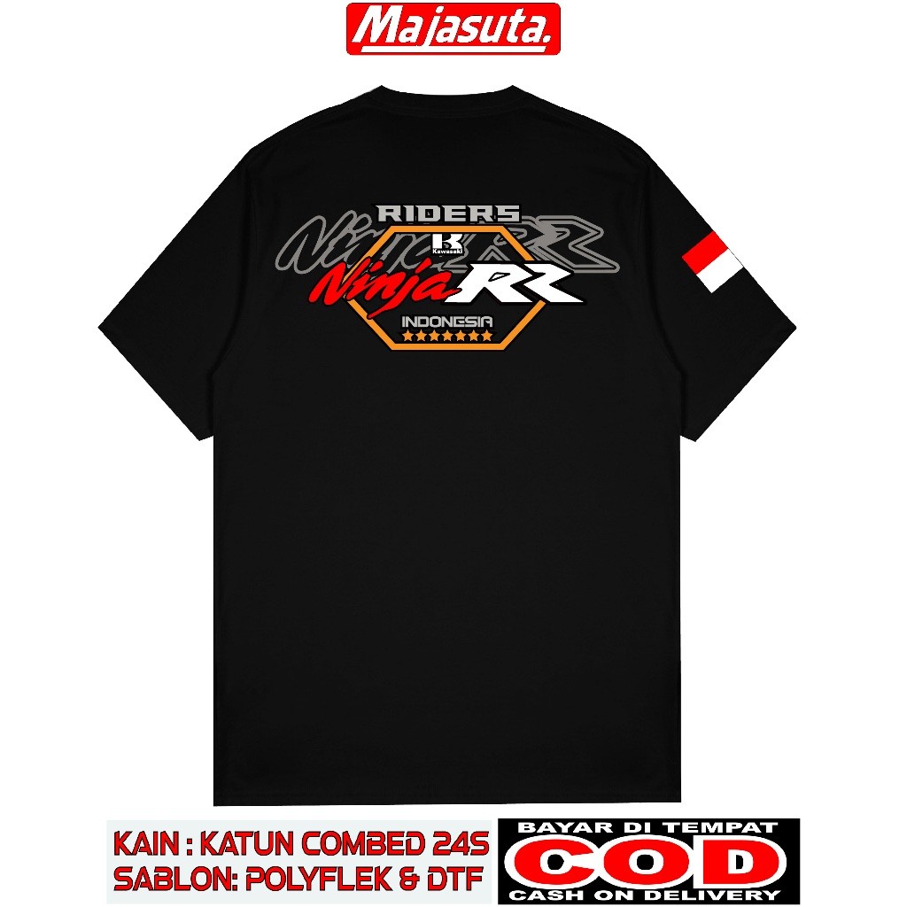 D&G CLOTHS KAOS KAWASAKI NINJA RR M2 RIDERS INDONESIA BAHAN KATUN COMBED 30S TEBAL SABLON DTF