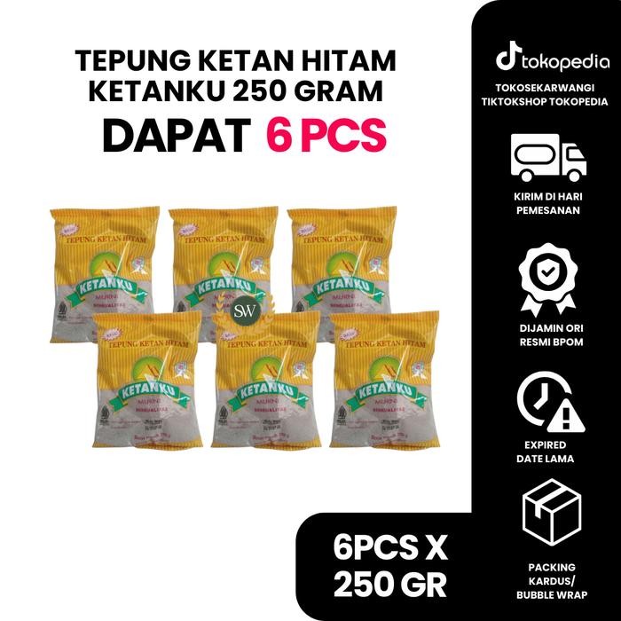 

6 PCS TEPUNG KETAN HITAM KETANKU 250 GR MURNI BERKUALITAS tepung ketan maizena - KETANKU