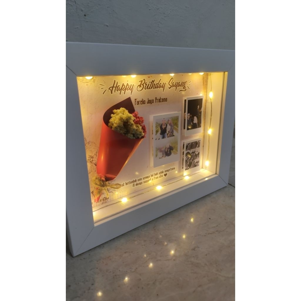GIFT 3D | Ukuran 5R | Bingkai, Frame Bingkai, Bingkai 3D, Bunga Buket Rustik edelweis