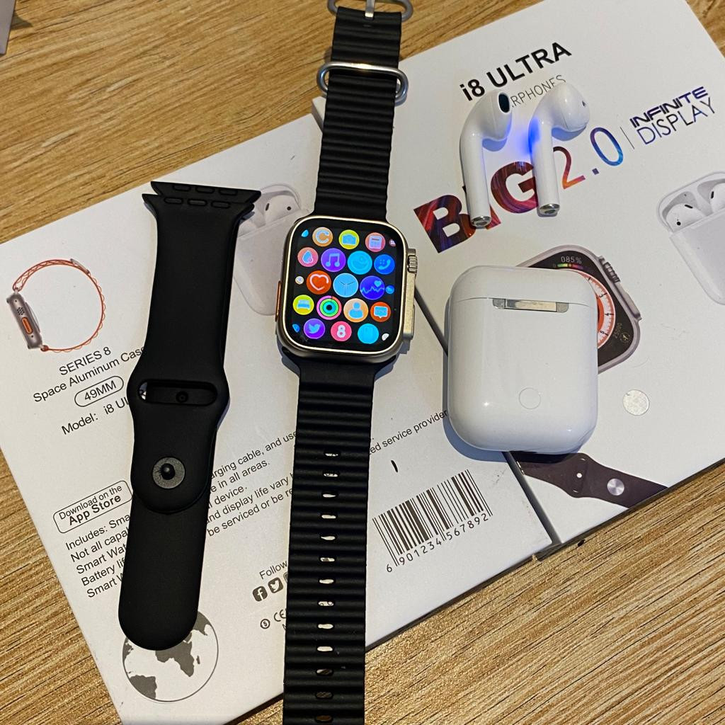 TERLARIS Terbaru Ultra i8 Smartwatch i8 Ultra Smartwatch Free Headset dan Strap Polos ~ COD