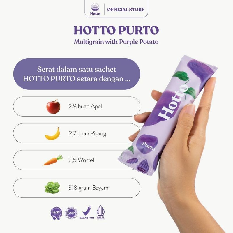 

JAMIN MURAH !!!Hotto Purto Multigrain (2 Pouch x 16 Sachet ) - Antioksidan Ubi Ungu Original(BISA LANGSUNG ORDER)