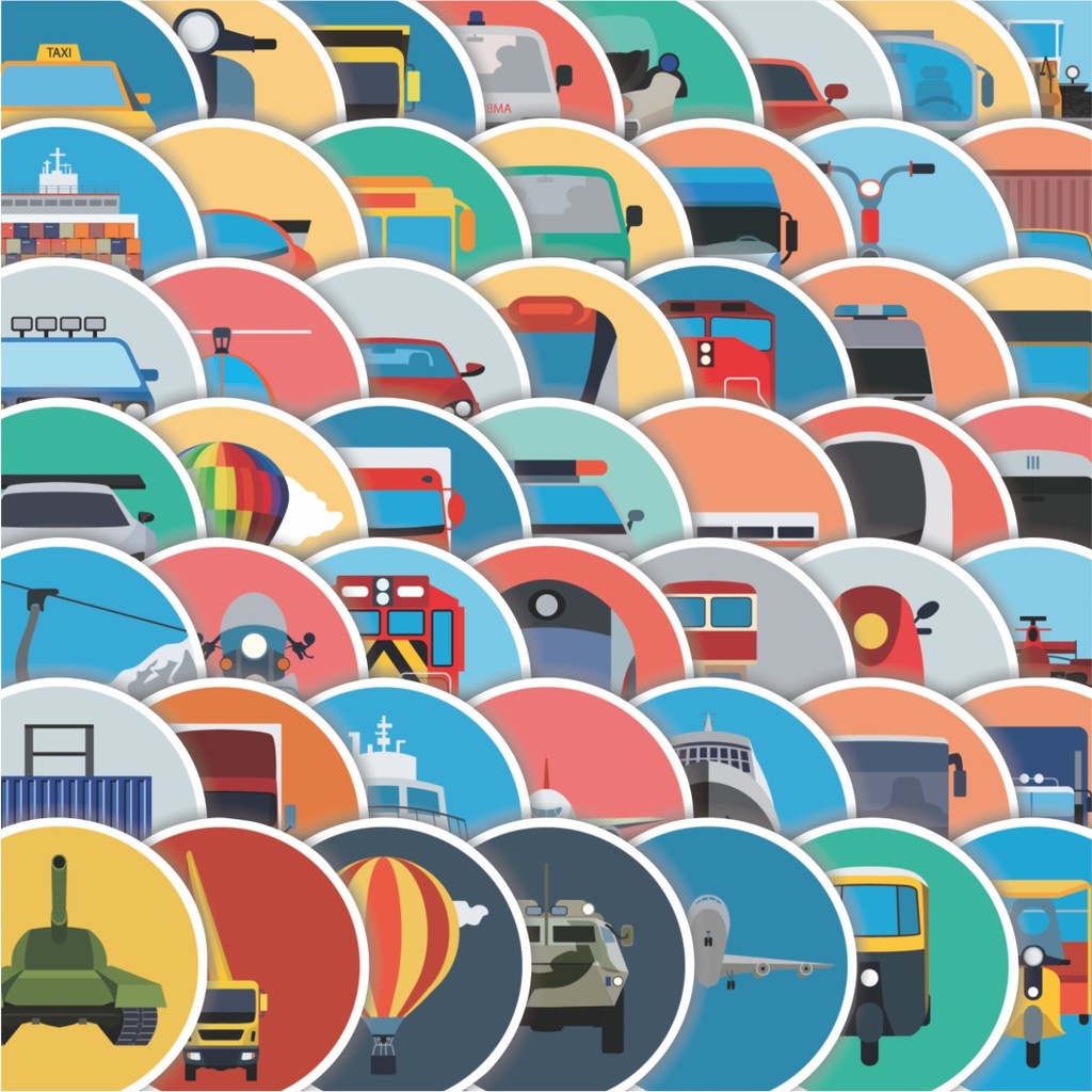 

Stiker Cutting Pack Stiker Ikon Transportasi Kendaraan Isi 100Pcs Series Aesthetic Lucu Keren Untuk Koper Bahan Vynil