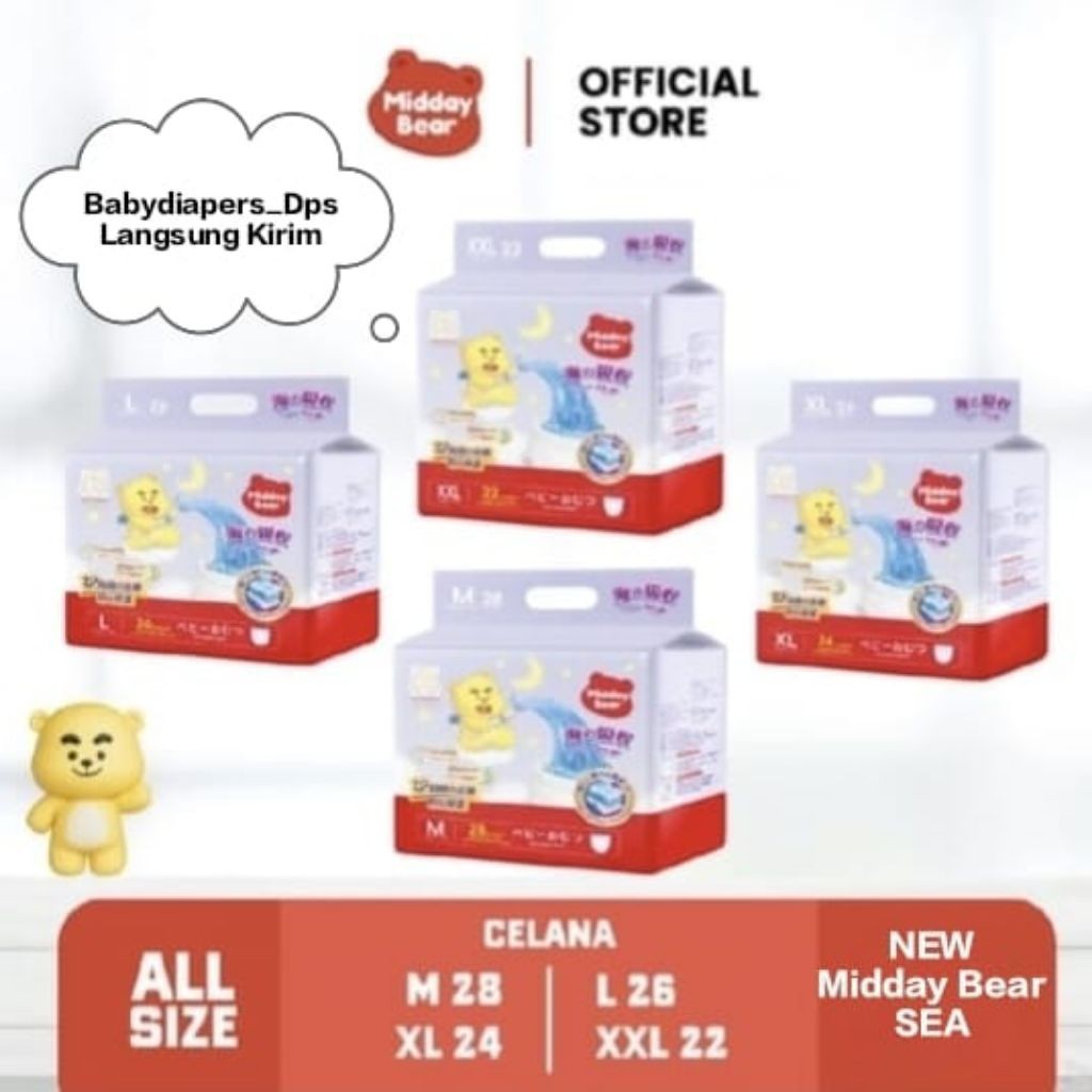 

Midday Bear Sea Popok Premium Bayi Pull Up Pants Sekali Pakai Daya Serap Extra