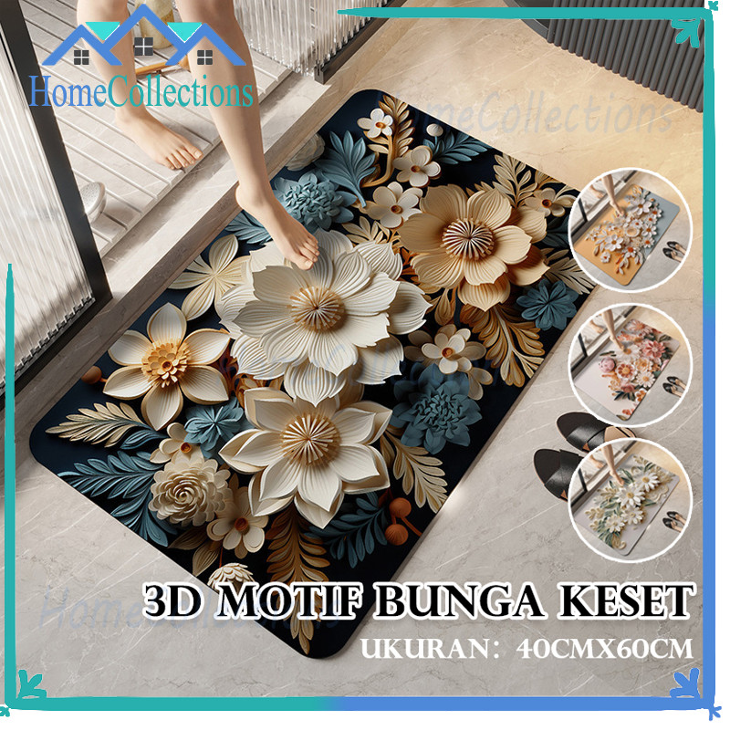Keset Diatomite 3D Kamar Mandi Keset Lantai Menyerap Air