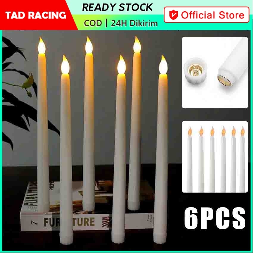 6PCS Lilin LED - Lilin Baterai Panjang - Lampu Elektrik Lilin - Lilin Lampu - Dekorasi Rumah - Lampu