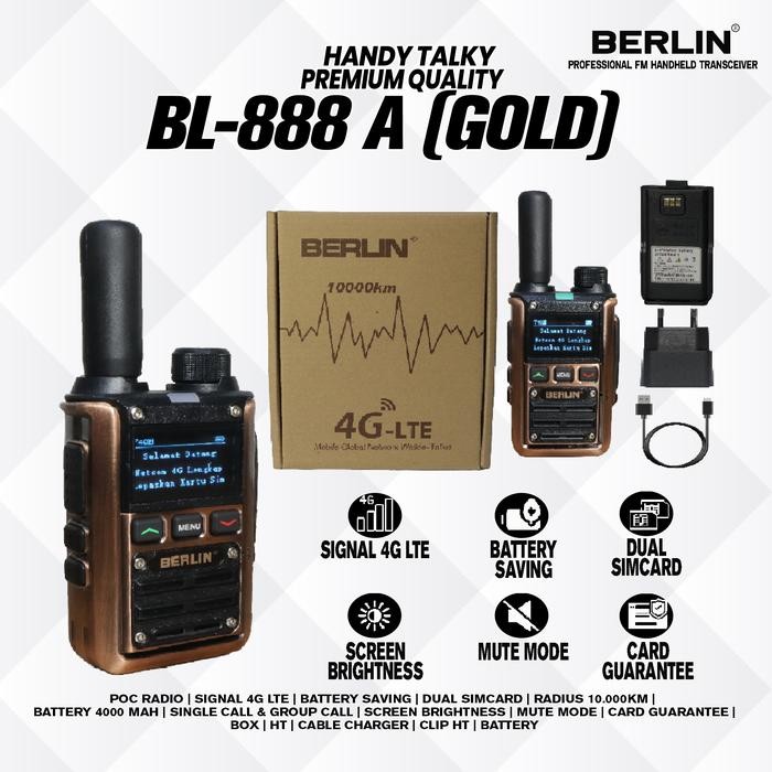 HT POC 4G BERLIN BL888-A mobile network walkie talkie - GOLD, HT ONLY
