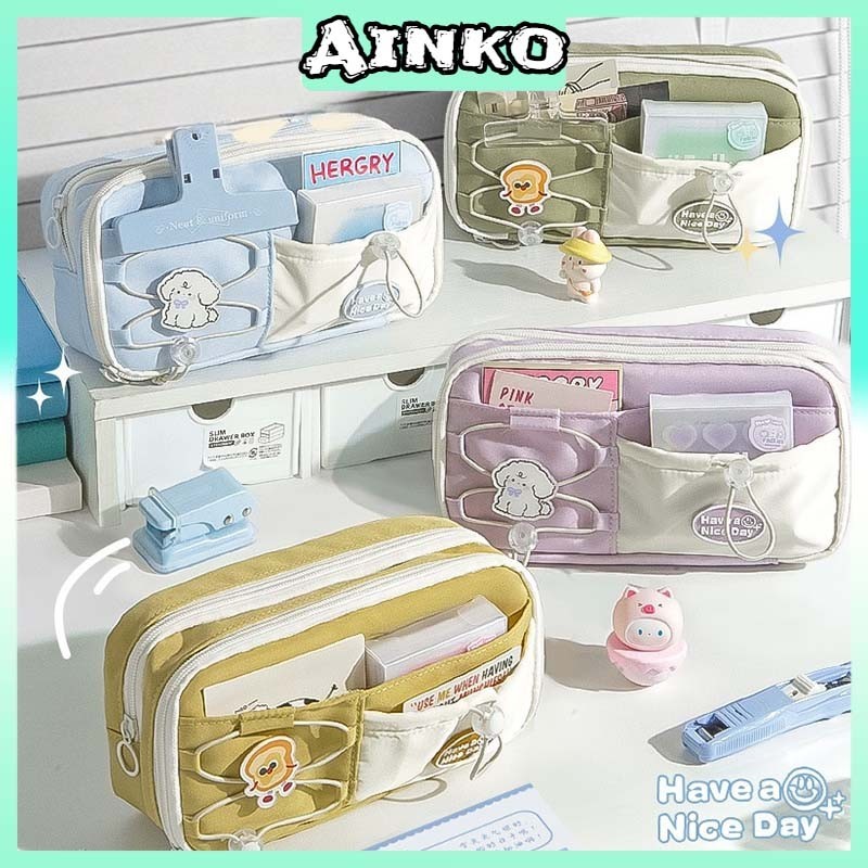 

New 【Bros Gratis】 Kotak Pensil Biru Susu Garam Laut Versi Korea Kotak Pensil Siswa Berkapasitas Besar MultifungsiPremium