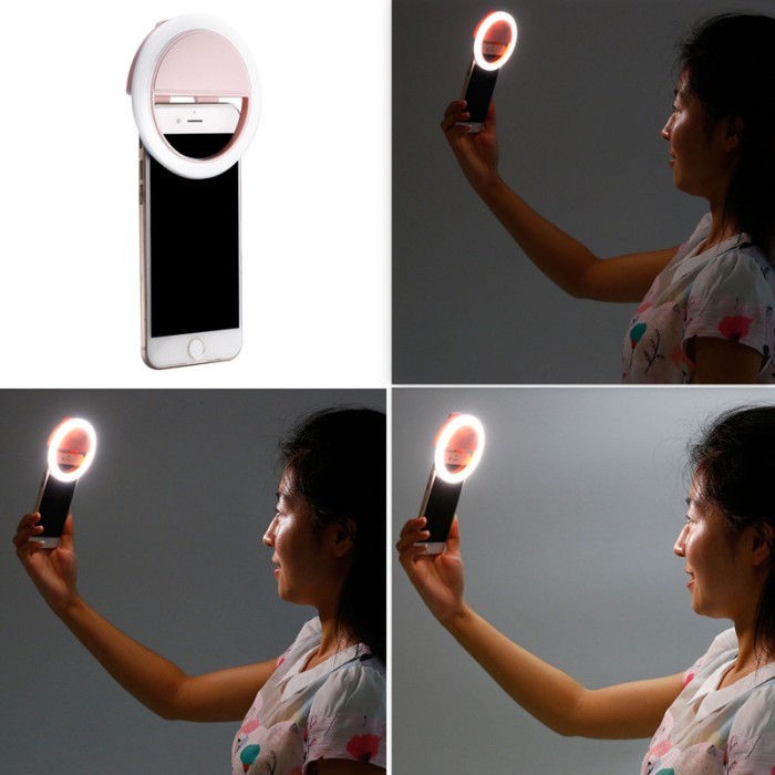 Lampu Ring Light Selfie Kecil LED Untuk HP Handphone Praktis