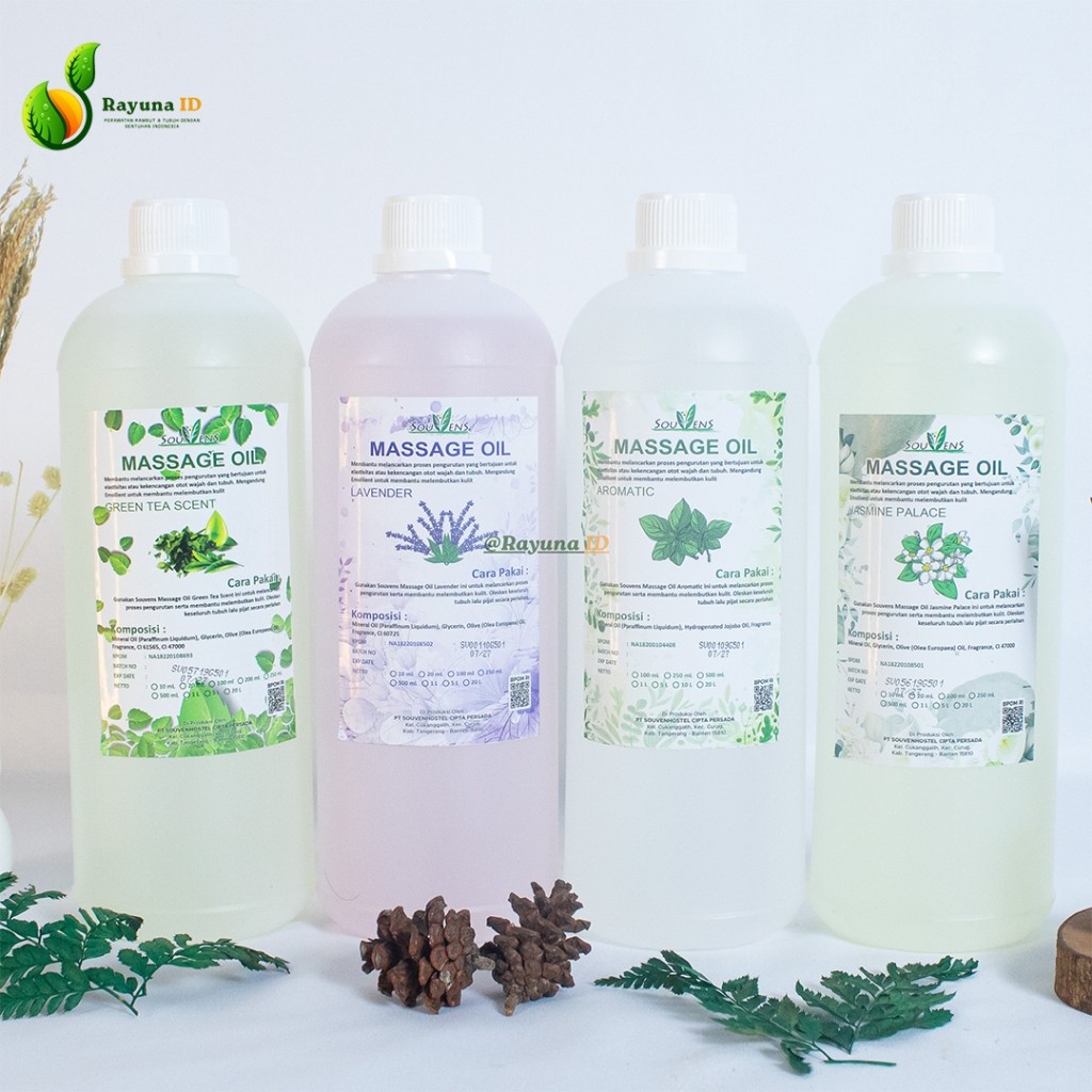 BPOM massage oil 1Liter  aromatic jasmine lavender ecualyptus greentea