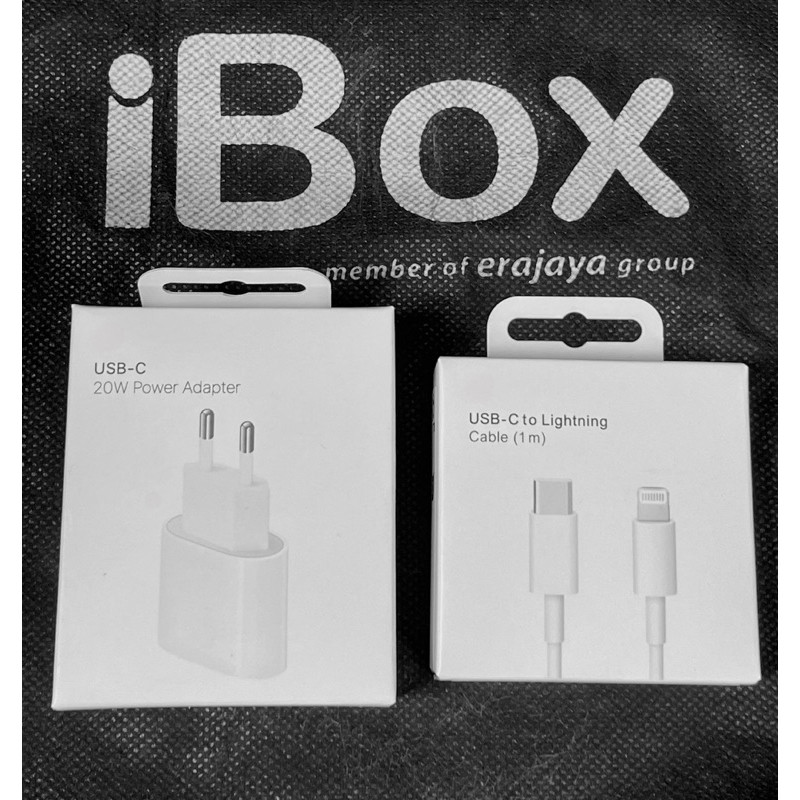 Charger IPhone Ori IBox ( Garansi Resmi IBox ) 20W set Real Original. Adaptor Made in India , (Anti 