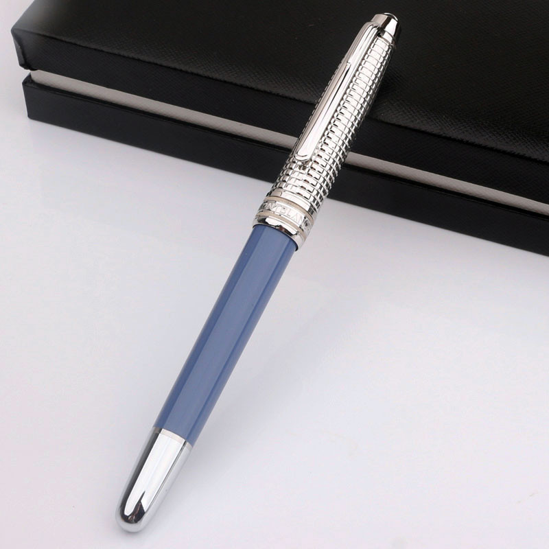 

Collection Deep Blue Silver Metal Cap High Quality Fountain Rollerball Ballpoint Pen Writing Office Office Supplies with Number