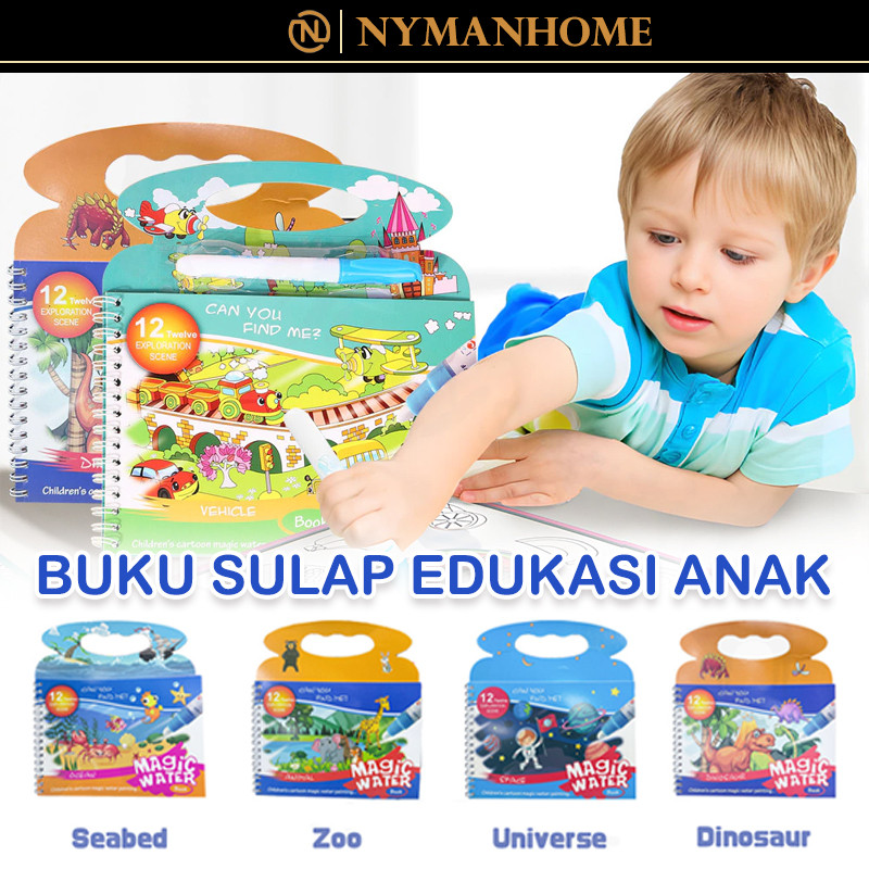 

Magic Water Book Buku Ajaib/Mewarnai Edukasi Anak Mainan Gambar Pen Air