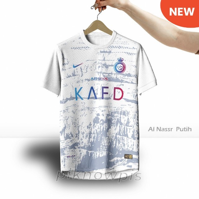 Jersey Bola Al Nassr Putih Terbaru / Kaos Bola Al Nassr / Baju olahraga Futsal Al Nassr Piknowpis Sp