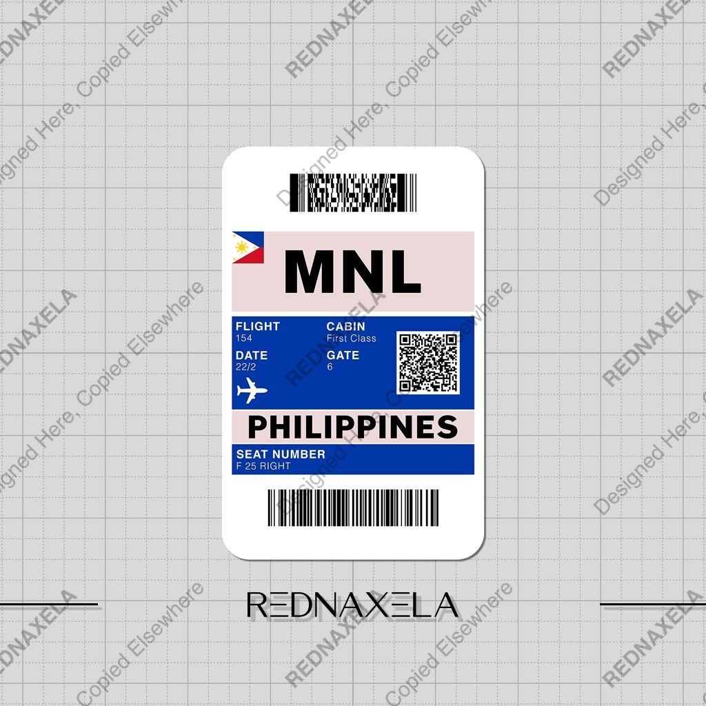 Stiker Vinyl Boarding Pass MNL Manila Philippines Stiker Koper Outdoor Waterproof Sticker