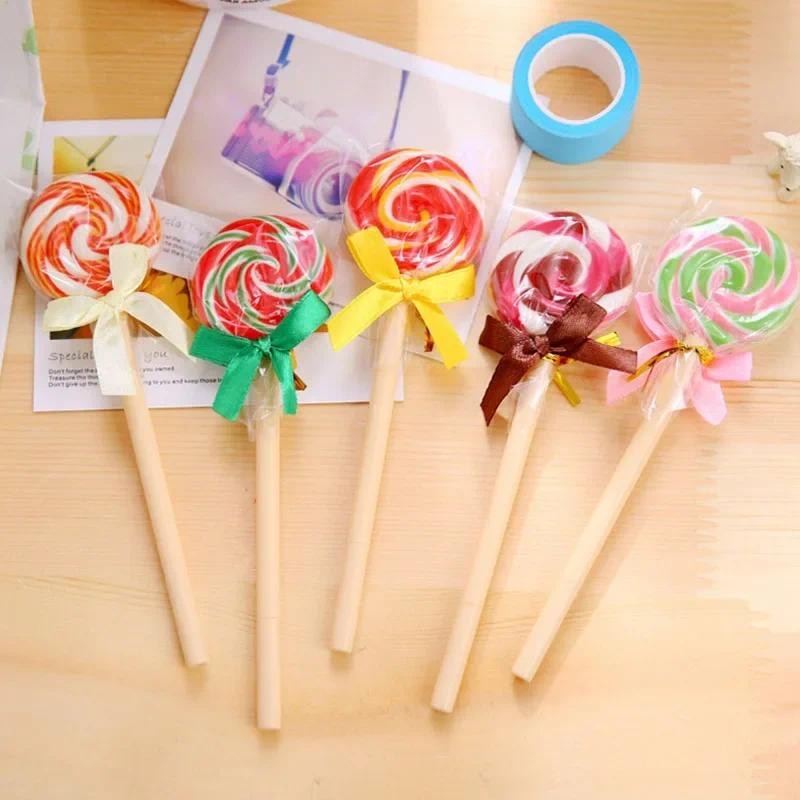 

4pc/set Korean Stationery Pen Cute Kawaii Lollipop Ballpoint Pens 0.5mm Creative School Supplies Caneta for Kids Gift Stylo