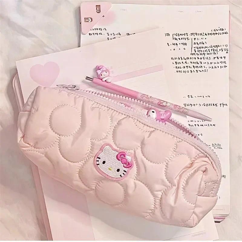 

Sanrio Kt Cat Pencil Pouch Large Capacity Pen Case Cute Hello Kitty Cosmetic Bag Girls Student Supplies Stationery Gifts