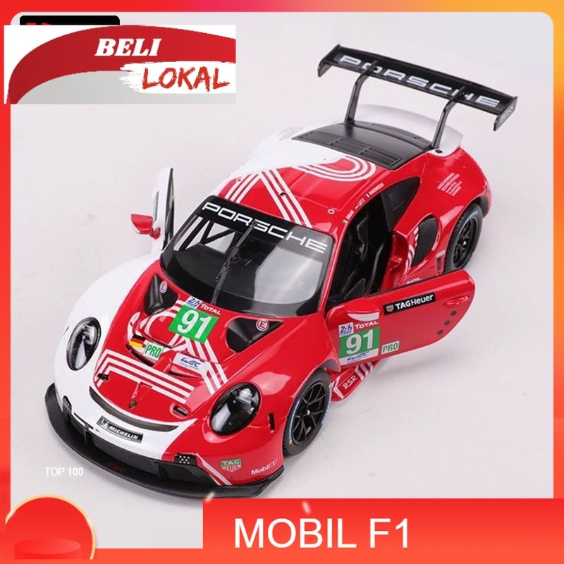 MNIATUR F1 KOLEKSI MOBIL Bburago 1:24 Porsche 911 RSR LM 2020 Lamborghini Racing Vehicle Alloy Dieca