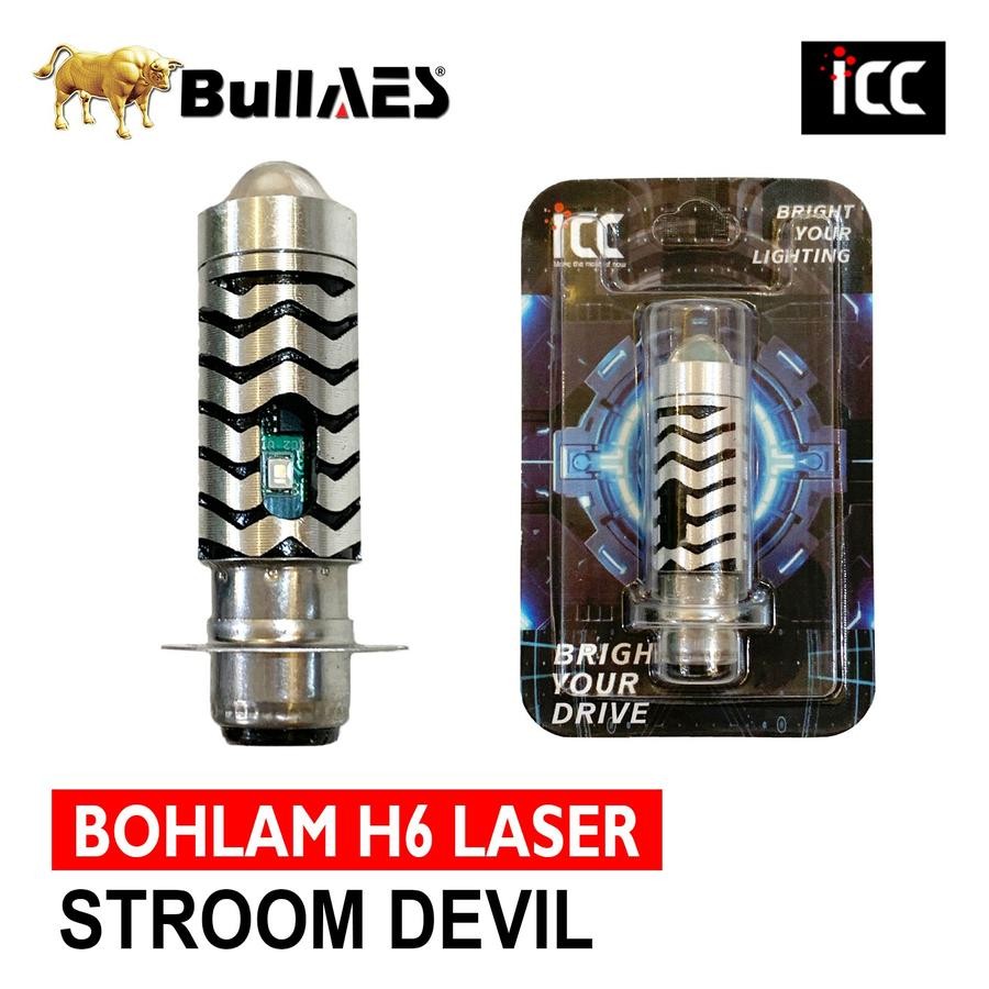 Lampu Motor LED H6 Laser Devil Eye Biru Stroom Merk BULLAES