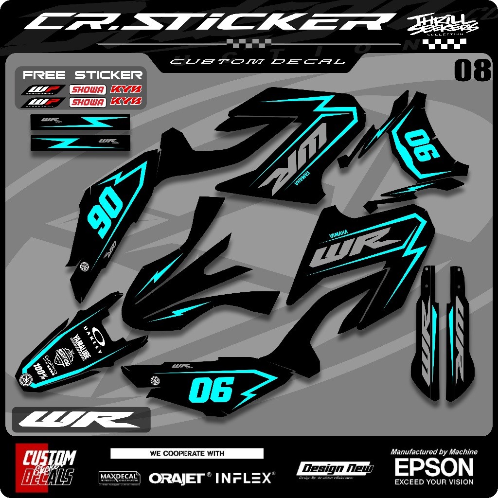 Decal WR 155 Full body Supermoto Bebas Custom - Dekal Sticker Stiker Motor Cross Yamaha WR 155 Motif