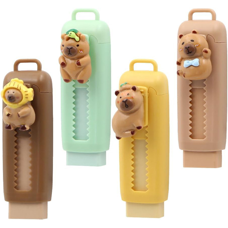 

1pcs Kawaii Push Pull Capybara Eraser Soft School Supplies Clean Mess Free Stationary Office Student Rubber Eraser For Kids Gift