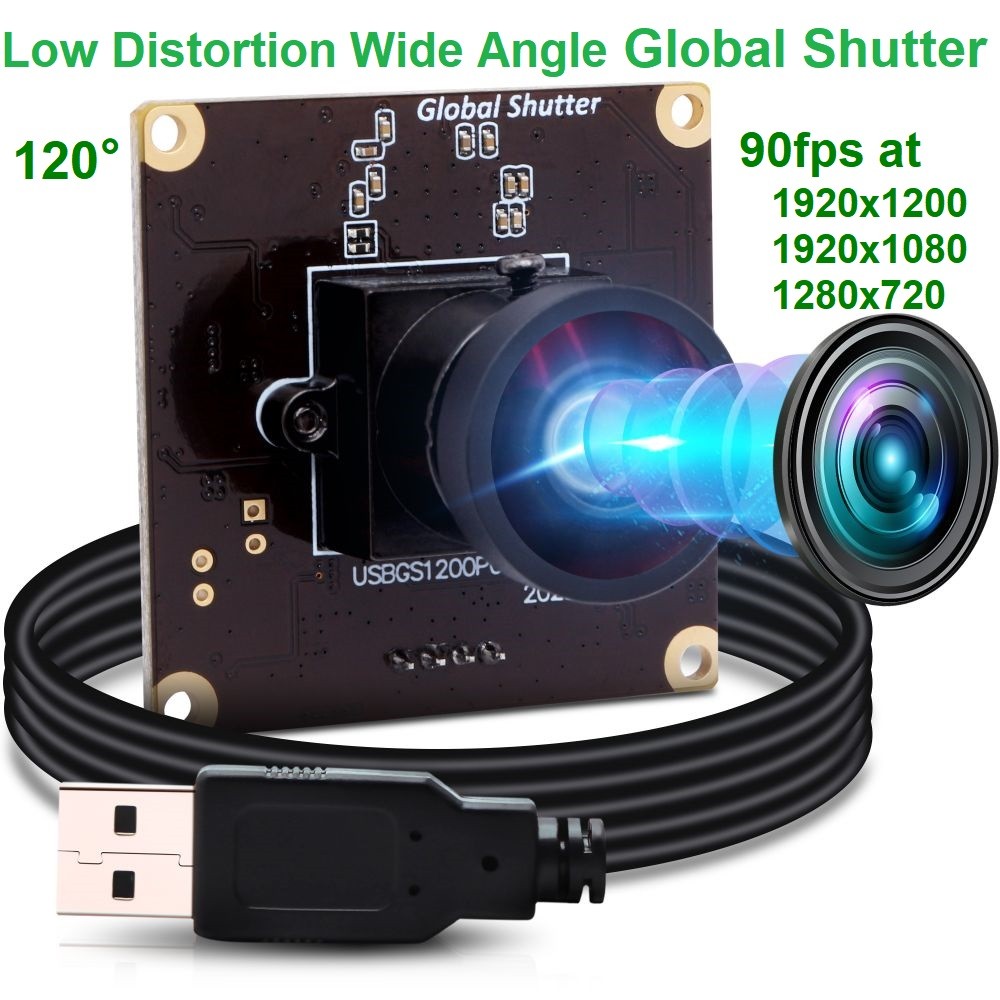 ELP Mini Industrial 90fps 2MP 1080P Global Shutter Camera With USB Plug Play Wide Angle Low Distorti