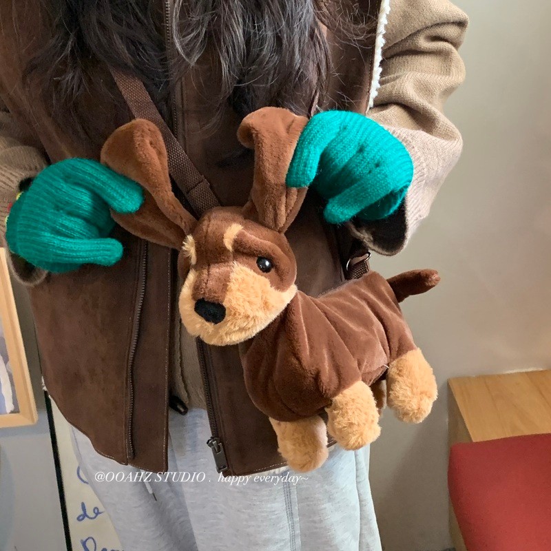 TasBagus Tas Selempang Dachshund Tas Bahu Boneka Anak Anjing West Highland Tas Boneka