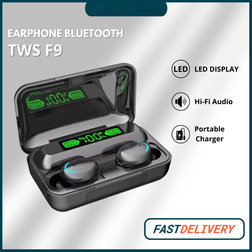 TWS WIRELESS EARPHONE BLUETOOTH 5.0 F9 TWS IN EAR PLUS POWERBANK F9