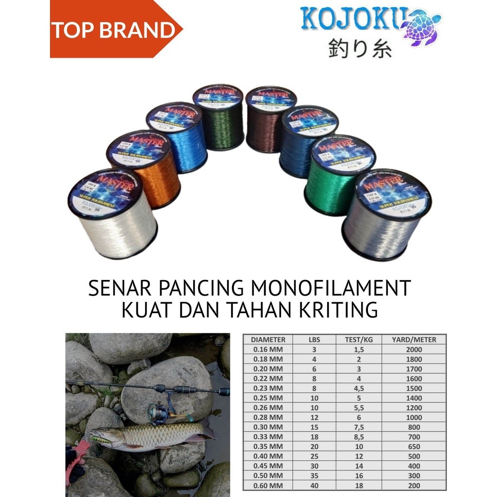 Terlaris Senar Pancing Kecil kuat Mudah Tenggelam Dan Anti Keriting Masterline 1000 meter
