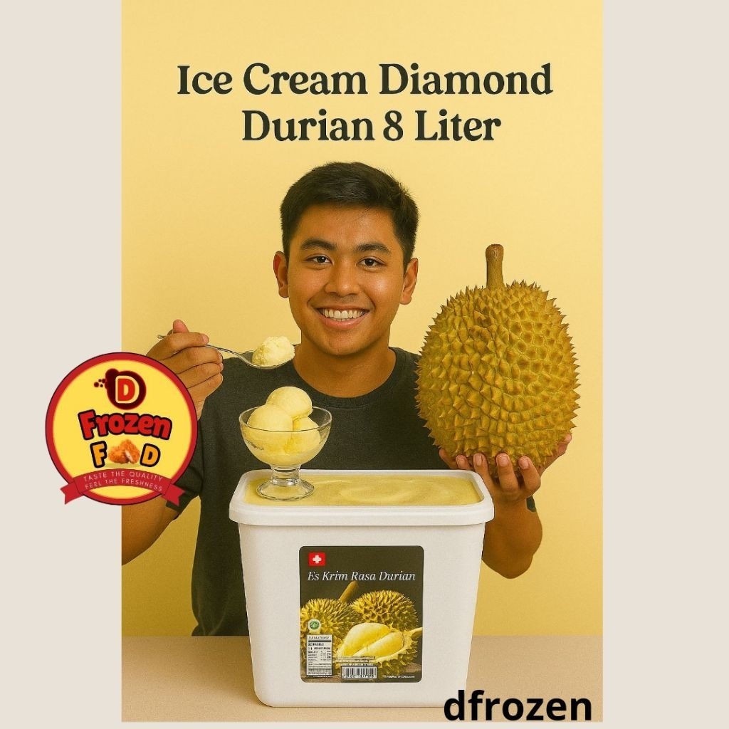 Es Krim Diamond Durian 8liter es cream box kotak ice cream lembut creamy rasa dan wangi durian asli