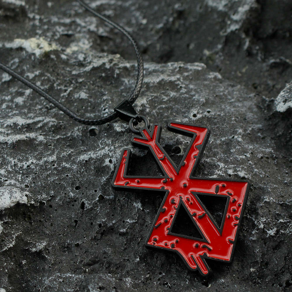 Anime Berserk Symbol Logo Necklace And Keychain Guts Sword Logo Pendants Cosplay Jewelry Decoration 