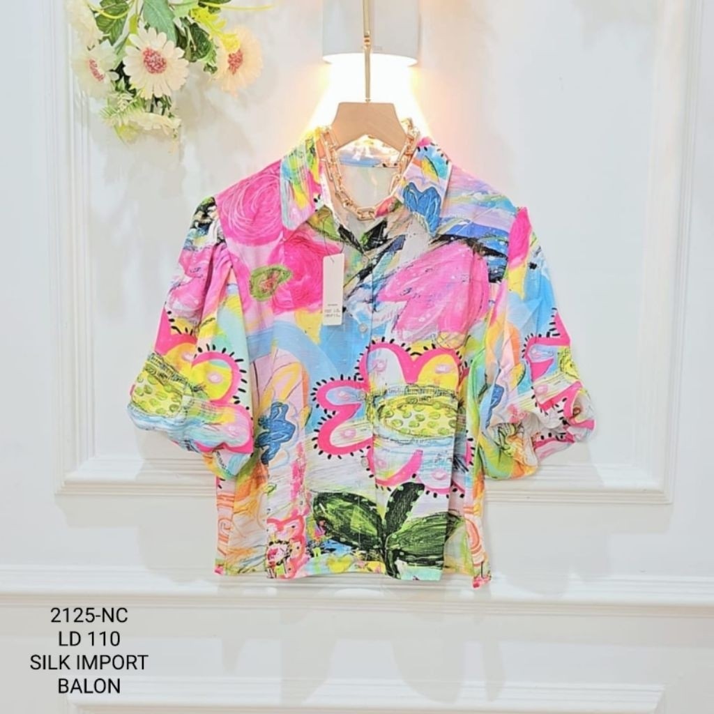 CF42WS KEMEJA LENGAN PENDEK // LD 110 // BAHAN SILK IMPORT