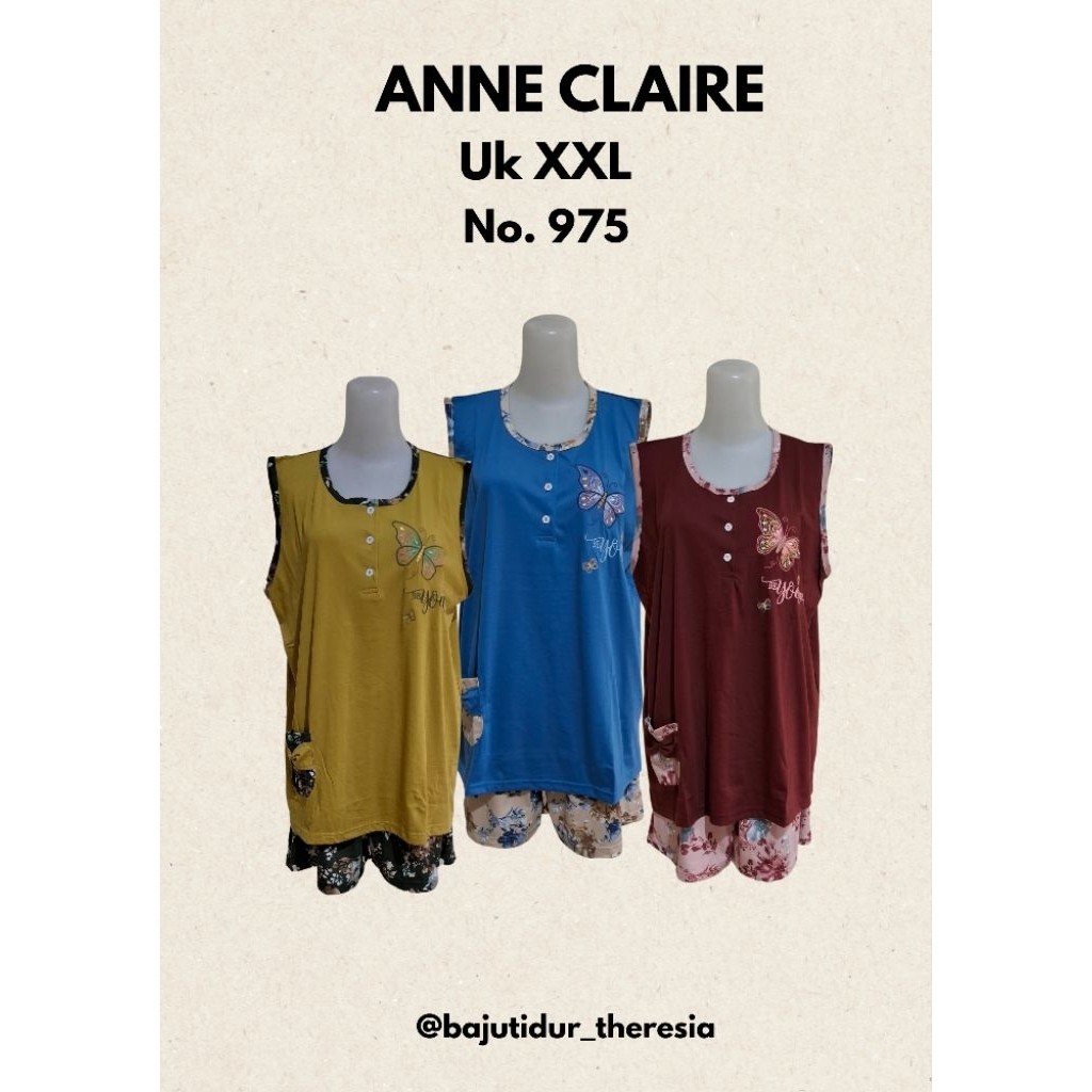 SAXCSHOP Baju tidur piyama anne claire jumbo uk XXL tangan kutung celana pendek