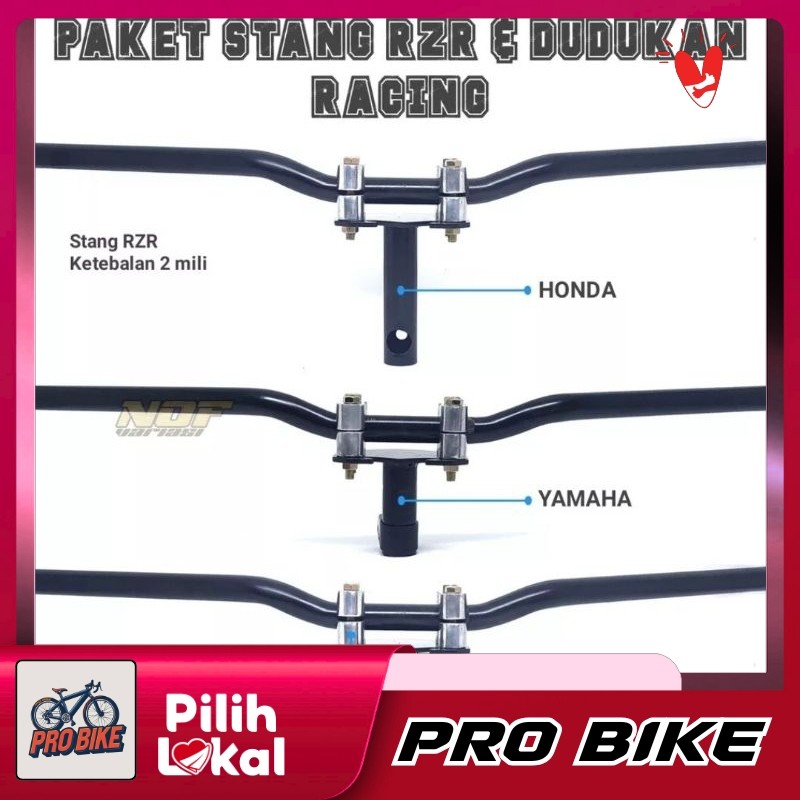 Stang RZR Road Race Racing + Dudukan Stang Universal Untuk Motor Honda Yamaha Suzuki