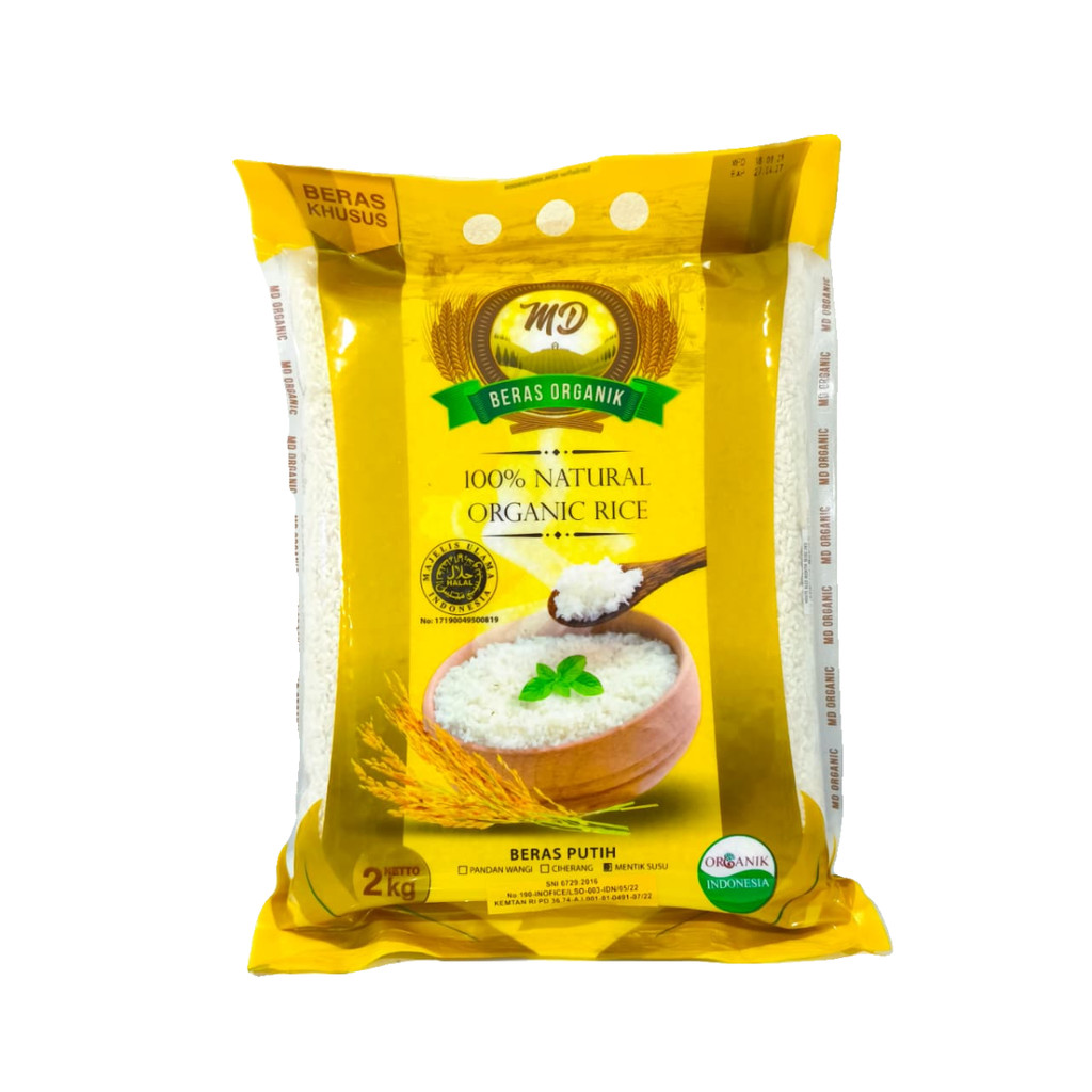MD Beras Organik Beras Putih Mentik Susu 2Kg 100% Natural Organic Rice