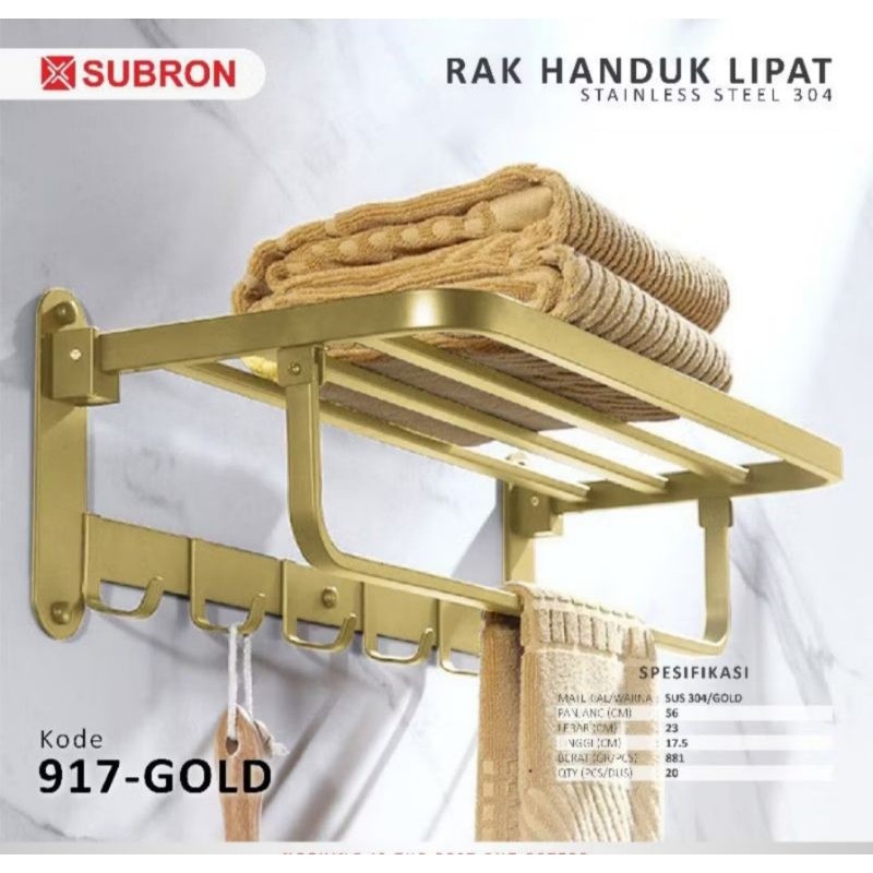 Gantungan handuk lipat stainless gold / Rak handuk gold stainless / Gantungan handuk gold stainless